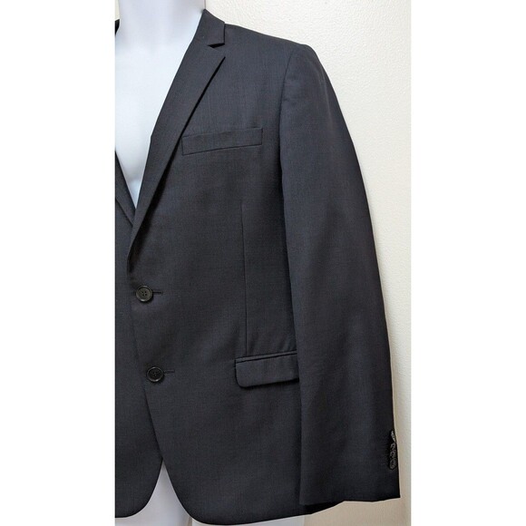 DE Fursac Wool Blazer Men's Size 48 Charcoal Single-Breasted Notch Lapel Jacket - Picture 3 of 11